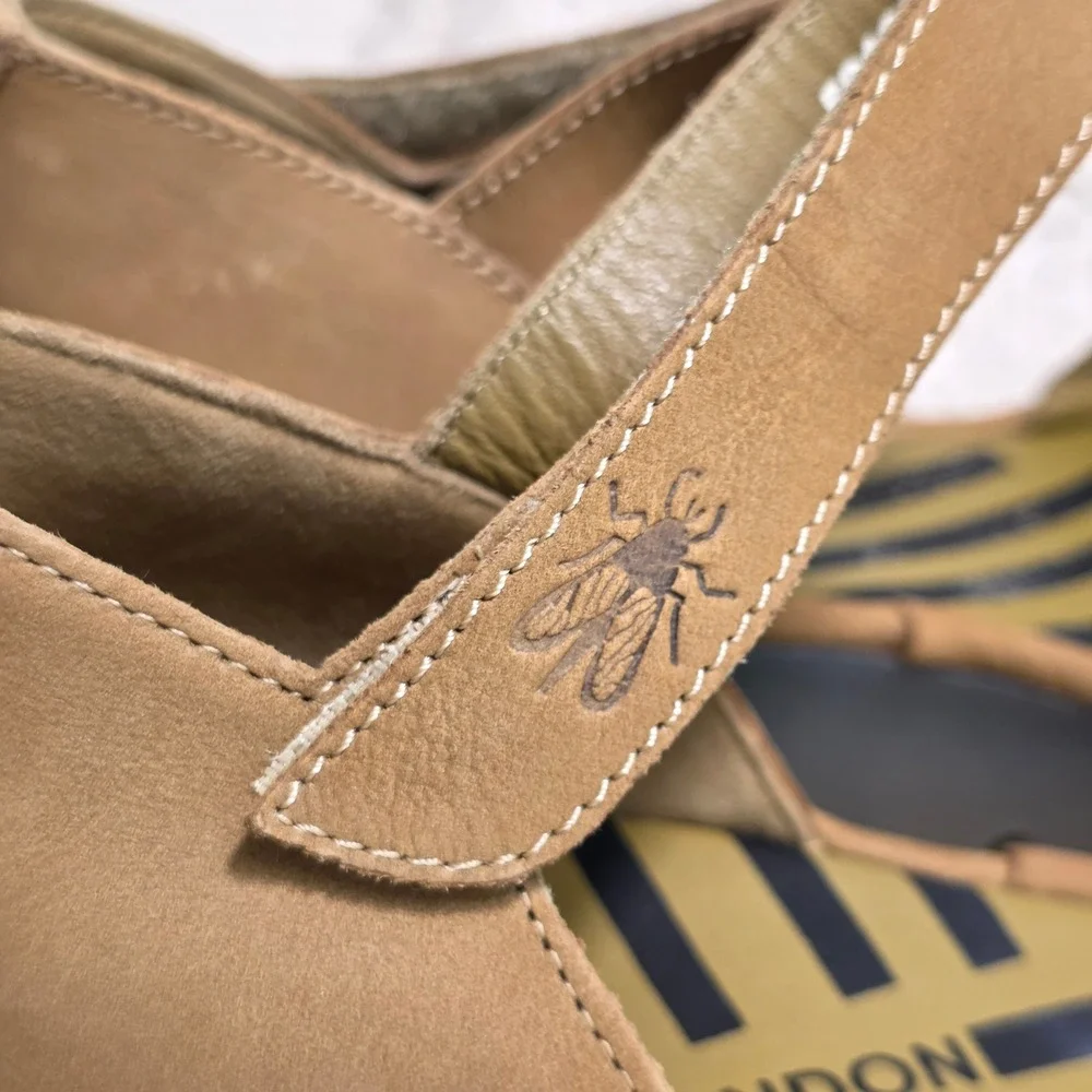 Fly London Tan Wedge Mary Jane Shoes